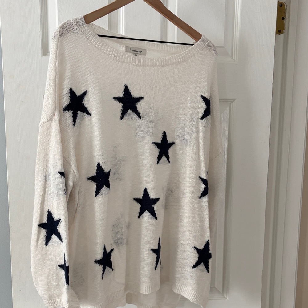 Ivory Sweater with Navy Star Design